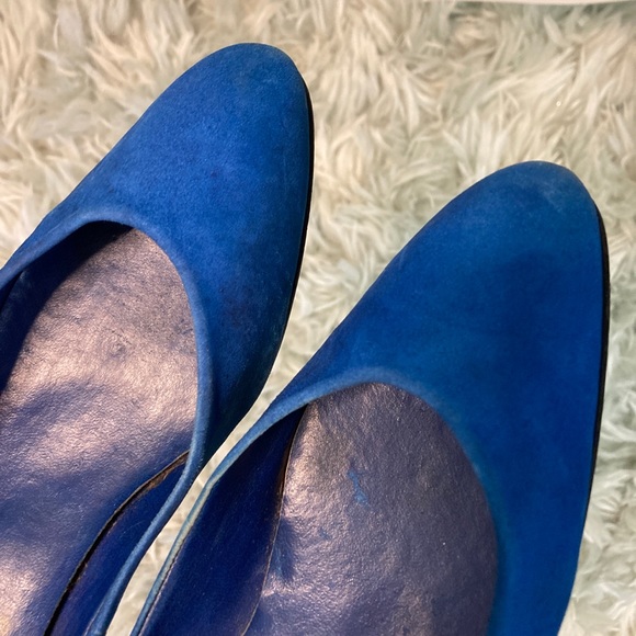 Vintage Glorious Blue Suede Kitten Heel Shoes - Picture 3 of 8